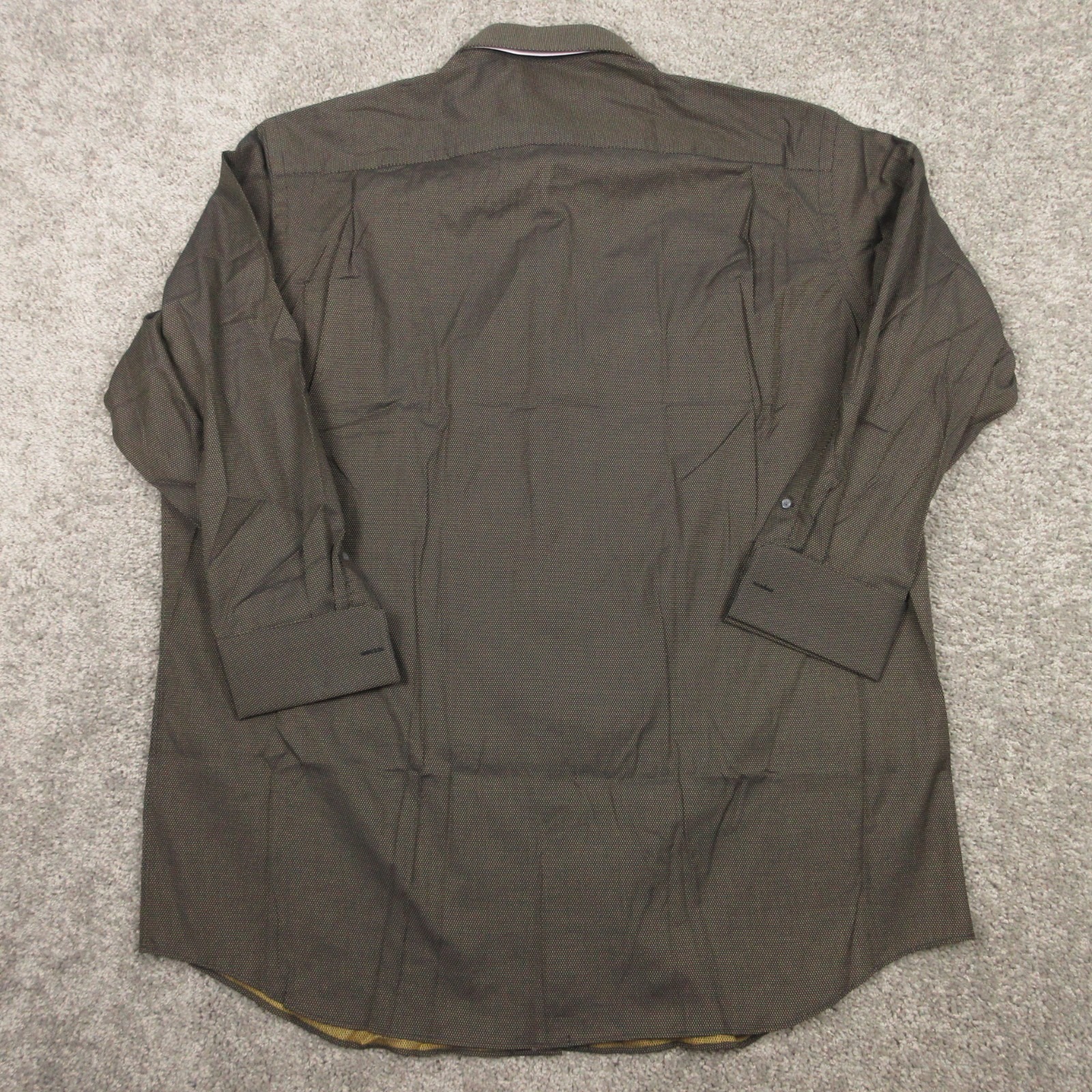 Paul Fredrick Shirt Mens 2xl 18.5 34 Black Gold Spotted French Cuff Button Up — image 4 of 7